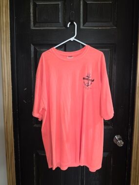 Comfort Colors Coral Short-Sleeve Pocket Tee with Anchor Print Size 2XL